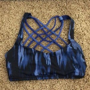 Blue and Black lululemon bra.